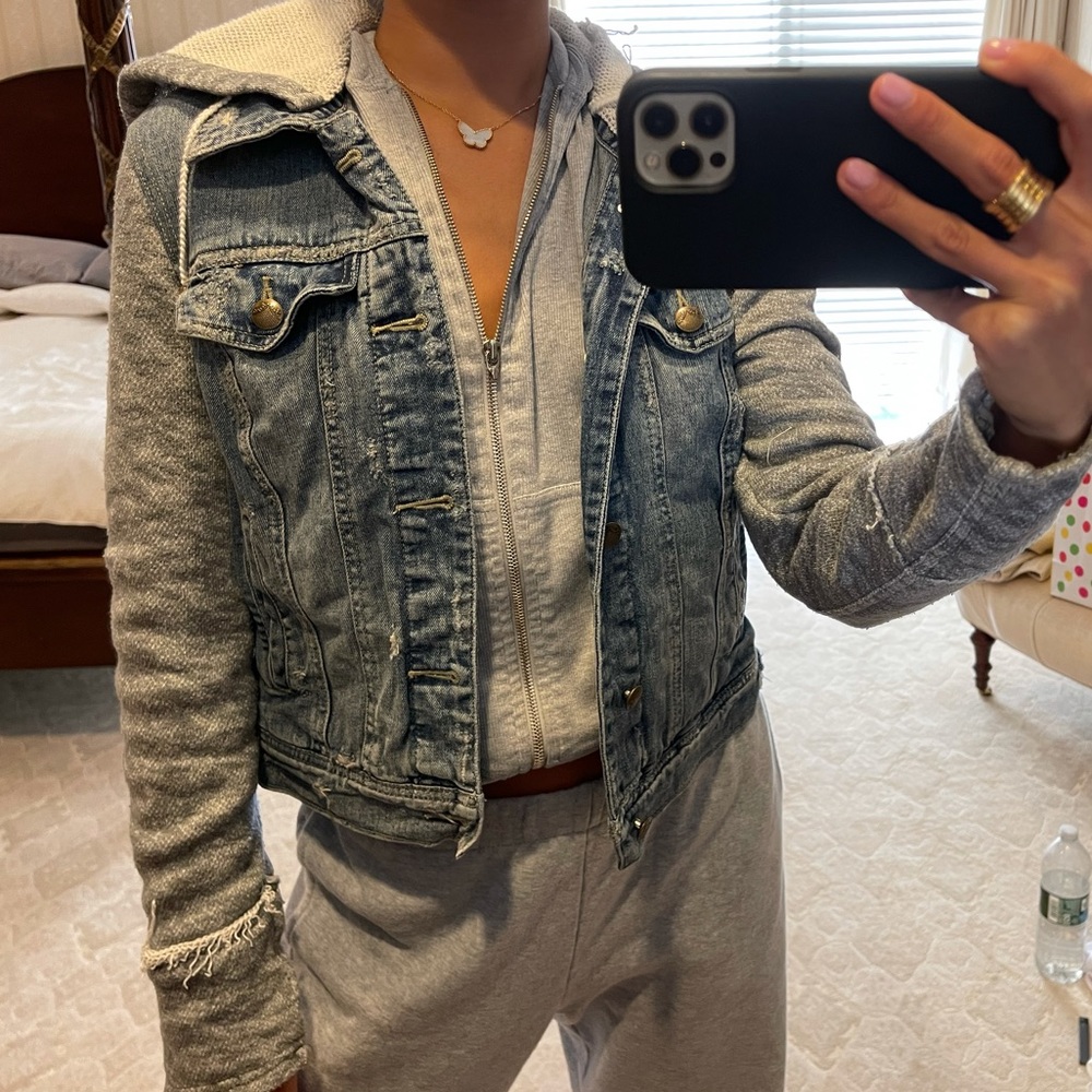 Free People Sweatshirt Jean Jacket